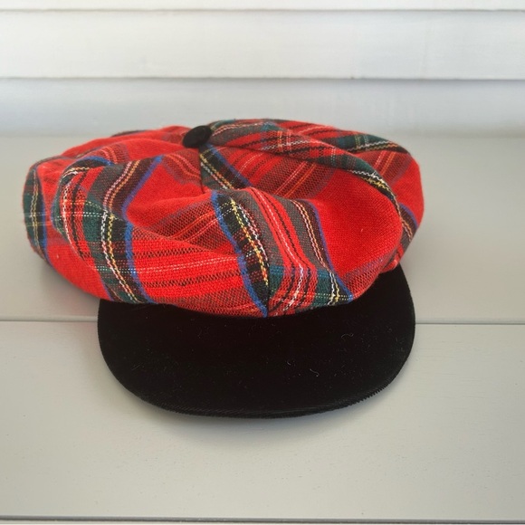 Ladies, red plaid newsboys hat - Picture 2 of 5